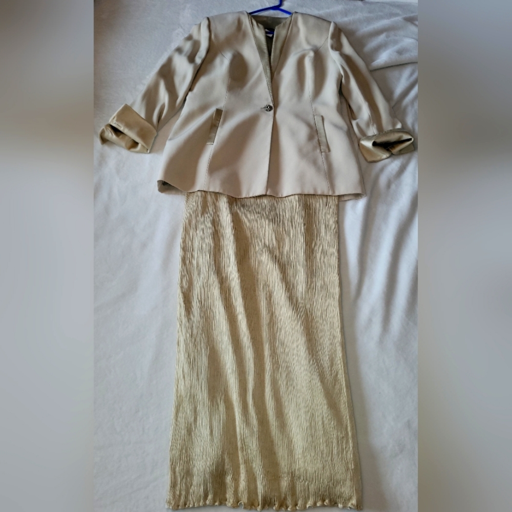 Champagne dress and jacket by Sunny Choi